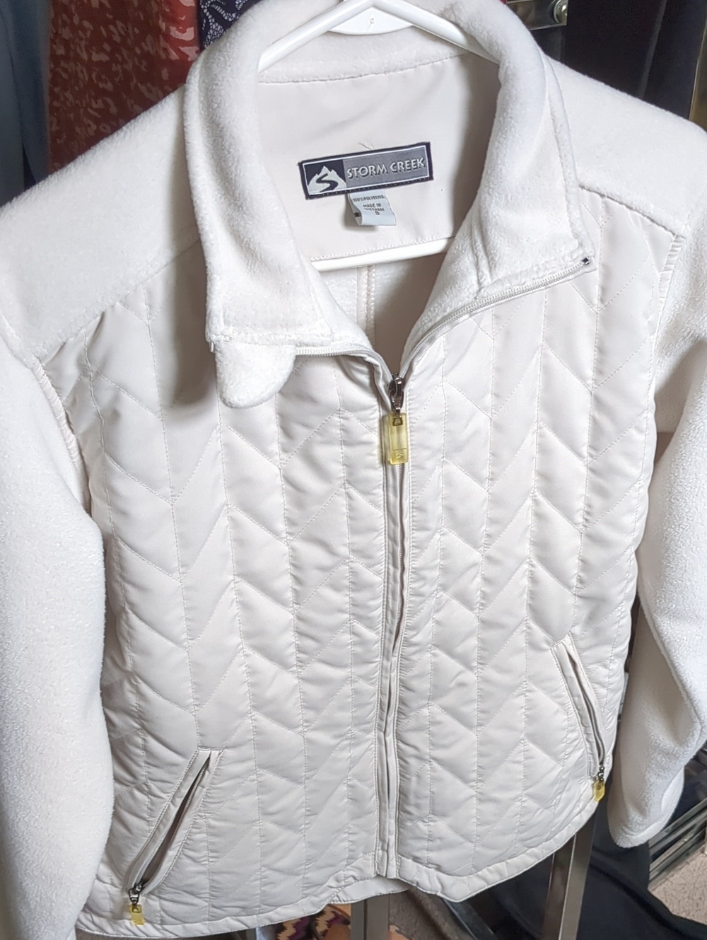 Storm Creek Women's Cream Quilted Zip-Front Utility Jacket